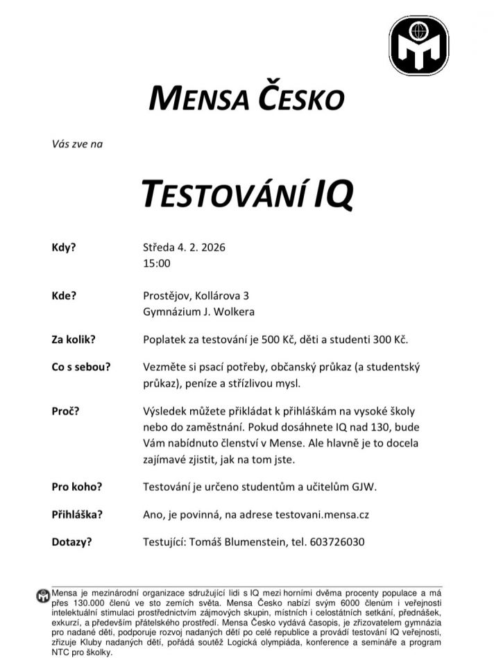letáček Mensa Česko